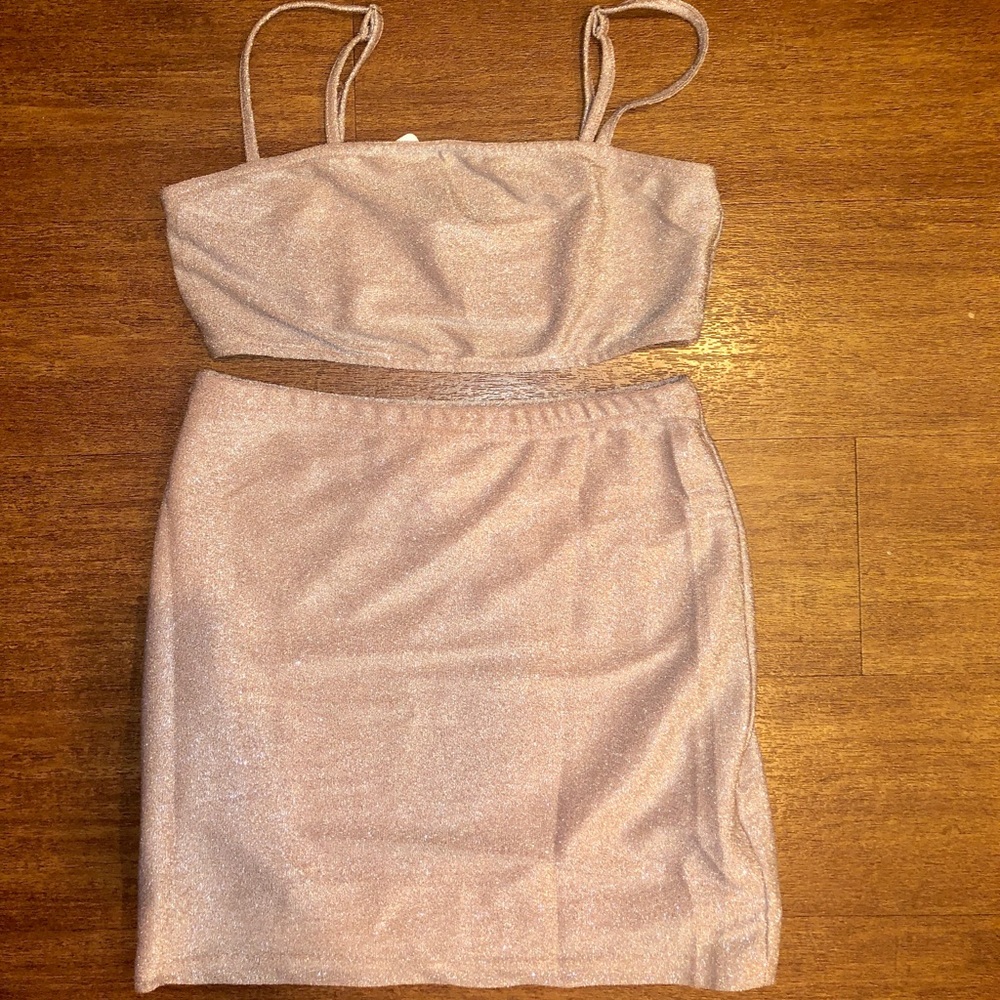 Never worn rose gold/blush shimmer two piece set